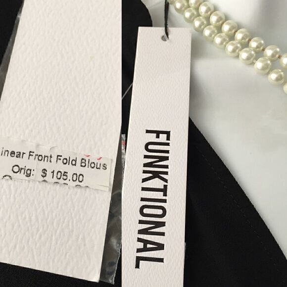 Funktional Black Front Fold Blouse XS-Viscose New - Picture 7 of 7